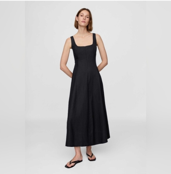 GAP Dresses & Skirts - Gap Linen-Blend Square-Neck Maxi Dress Black NWT